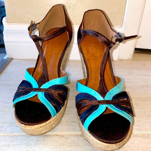 Summer platforms brown and blue (espadrilles) - Picture 1 of 6